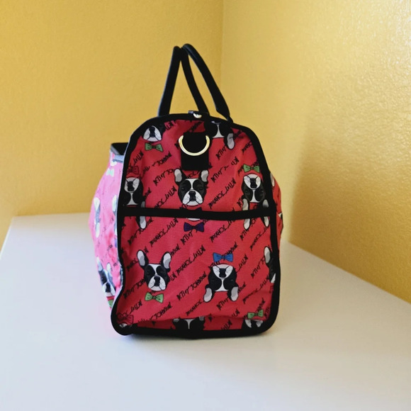Betsey Johnson French Bulldog Weekender Duffel Travel Zip Carry-on Nylon Bag - Picture 6 of 15
